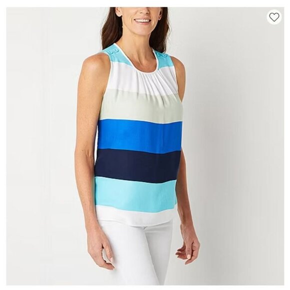 Liz Claiborne Womens Round Neck Sleeveless Blouse. M - Picture 2 of 3